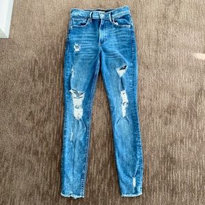 Express Distressed Skinny Jeans